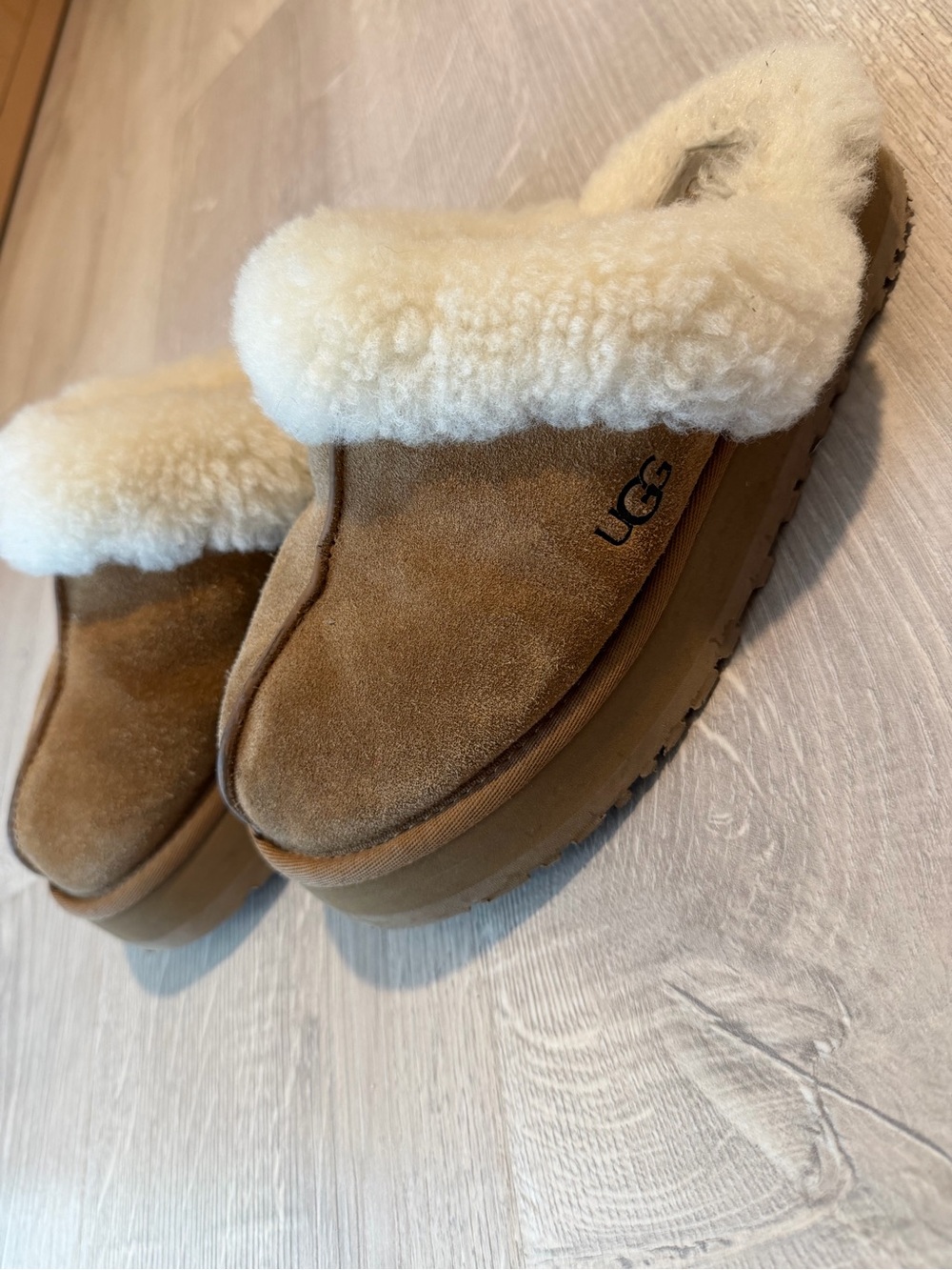 UGG Chestnut Suede Shearling-Lined Slip-On Mule